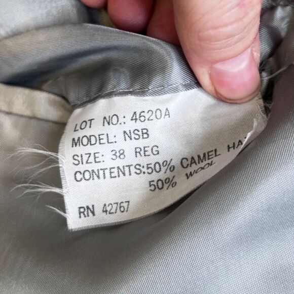 Aldo Rossini Camel Hair & Wool Career Blazer Sport Coat Gray Pin Striped Sz 38R - Picture 12 of 14